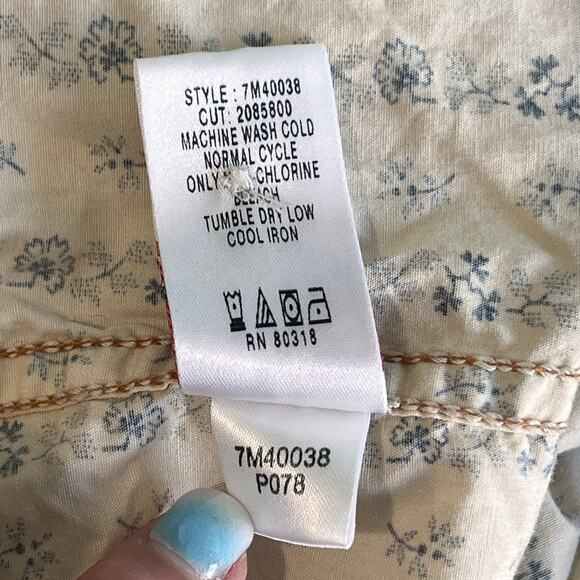 Lucky Brand Y2k Button Down Shirt Men's XXL Long Sleeve Floral Ivory Western Vtg - Picture 14 of 16